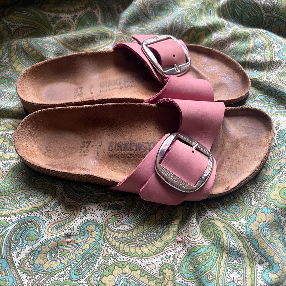 Birkenstock Madrid Big Buckle Pink Slide Sandals 37/ 6-6.5 - Picture 4 of 11